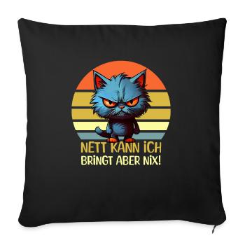 Sympa je peux mais n’apporte rien - mauvais chat - Housse de coussin décorative 45 x 45 cm - noir - Devant