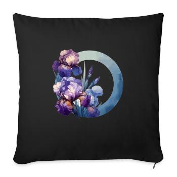 Iris dessinés - Housse de coussin décorative 45 x 45 cm - noir - Devant