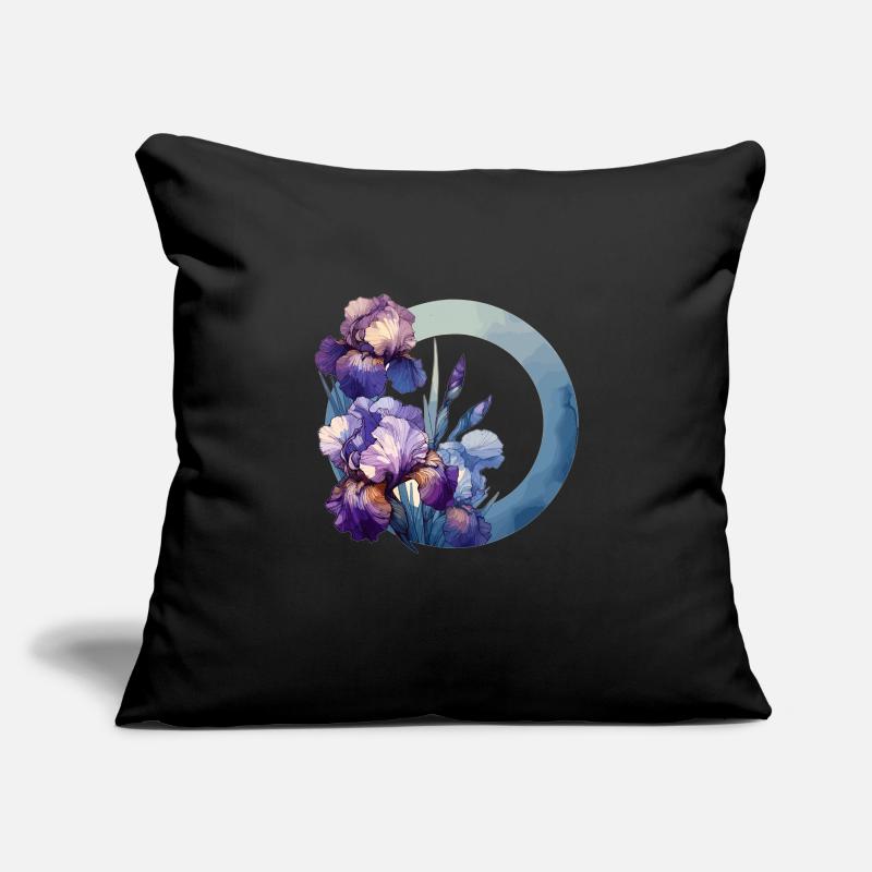 Iris dessinés Housse de coussin décorative 45 x 45 cm
