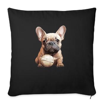 Adorable chiot Frenchie Bouledogue français Chiens - Housse de coussin décorative 45 x 45 cm - noir - Devant