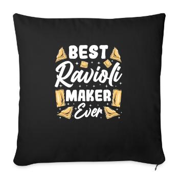 Pâtes raviolis italiennes drôles - Housse de coussin décorative 45 x 45 cm - noir - Devant