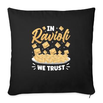 Pâtes raviolis italiennes drôles - Housse de coussin décorative 45 x 45 cm - noir - Devant
