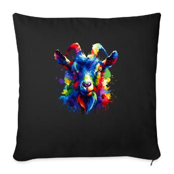 Colorful Splash Art Goats Farm Animal Goat Lover - Sofa pillowcase 17,3'' x 17,3'' (45 x 45 cm) - black - Front