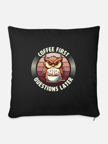 Mürrische Eule Mit Kaffee-morgenstimmung - Sofakissenbezug 45 x 45 cm - Schwarz