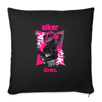 Biker Girl - Sofa pillowcase 17,3'' x 17,3'' (45 x 45 cm) - black - Front