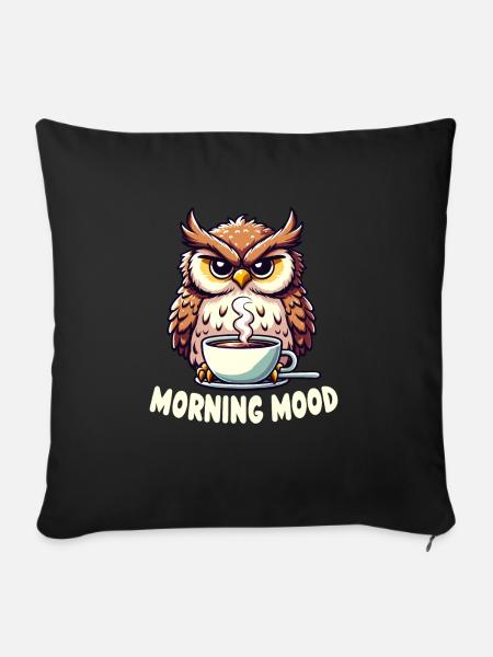 Mürrische Eule Mit Kaffee-morgenstimmung - Sofakissenbezug 45 x 45 cm - Schwarz
