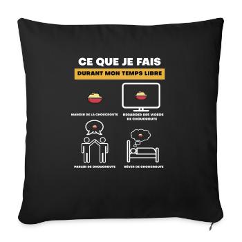 cadeau choucroute temps libre - Housse de coussin décorative 45 x 45 cm - noir - Devant