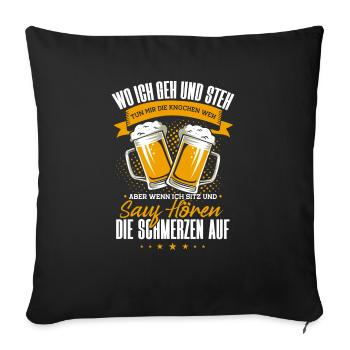dicton de la bière, où je vais et me tiens, buveur de bière - Housse de coussin décorative 45 x 45 cm - noir - Devant