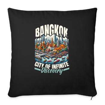 Bangkok Thaïlande Voyage Vacances Langue thaïlandaise - Housse de coussin décorative 45 x 45 cm - noir - Devant