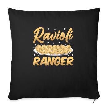 Pâtes raviolis italiens amusants - Housse de coussin décorative 45 x 45 cm - noir - Devant
