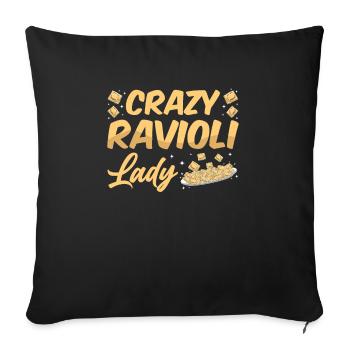 Pâtes raviolis italiens amusants - Housse de coussin décorative 45 x 45 cm - noir - Devant