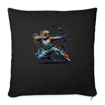 Polygon Art Archer Archery Bow And Arrow Archers - Sofa pillowcase 17,3'' x 17,3'' (45 x 45 cm) - black - Front