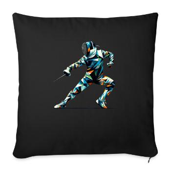 Polygon Art Fencing Sports Sword Fencer - Sofa pillowcase 17,3'' x 17,3'' (45 x 45 cm) - black - Front