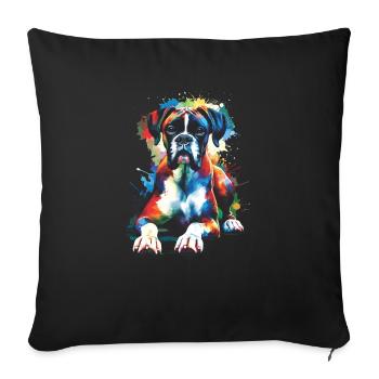 Coloré Splash Art Boxer chien boxers - Housse de coussin décorative 45 x 45 cm - noir - Devant