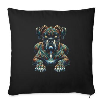 Mandala Art Boxer Dog Boxers - Sofa pillowcase 17,3'' x 17,3'' (45 x 45 cm) - black - Front