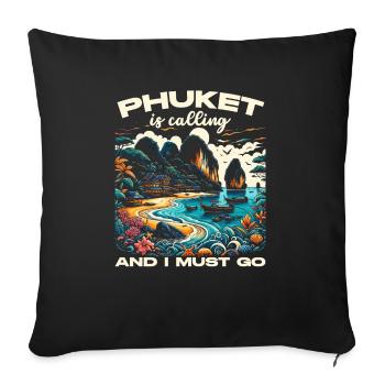 Phuket Thailand Reisen Thai Ich liebe Phuket - Sofakissenbezug 45 x 45 cm - Schwarz - Vorne