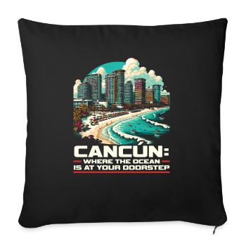 Cancún Mexique Pride Vacances Mexique Voyage Mexicain - Housse de coussin décorative 45 x 45 cm - noir - Devant