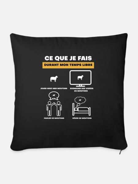 Freizeit Schaf Geschenk - Sofakissenbezug 45 x 45 cm - Schwarz