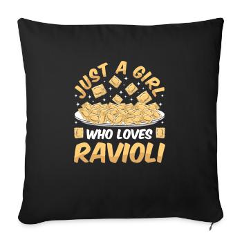 Pâtes raviolis italiennes drôles - Housse de coussin décorative 45 x 45 cm - noir - Devant
