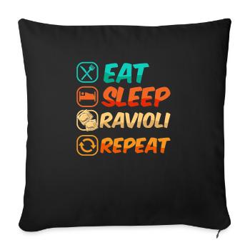 Pâtes raviolis italiennes drôles - Housse de coussin décorative 45 x 45 cm - noir - Devant