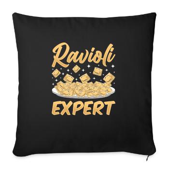 Pâtes raviolis italiennes drôles - Housse de coussin décorative 45 x 45 cm - noir - Devant