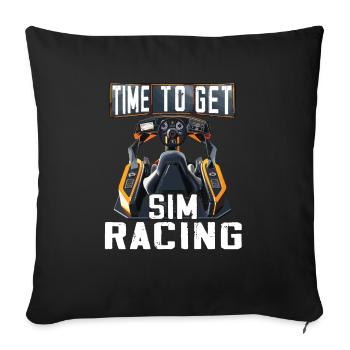 "Time For Sim Racing" Sim Racer - Sofa pillowcase 17,3'' x 17,3'' (45 x 45 cm) - black - Front