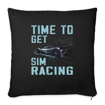 „zeit Für Sim Racing“ Sim Racer - Sofakissenbezug 45 x 45 cm - Schwarz - Vorne
