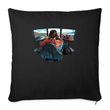 „zeit Für Sim Racing“ Sim Racer - Sofakissenbezug 45 x 45 cm - Schwarz - Vorne