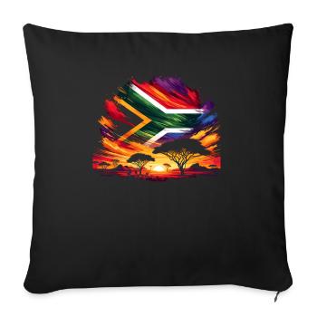 Fierté de l’Afrique du Sud Johannesburg Drapeau sud-africain - Housse de coussin décorative 45 x 45 cm - noir - Devant