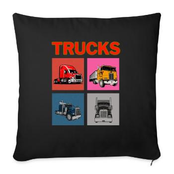 Camions - Housse de coussin décorative 45 x 45 cm - noir - Devant