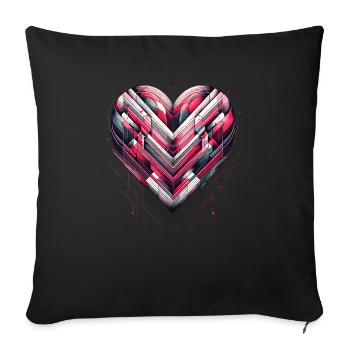 Cœur futuriste - Housse de coussin décorative 45 x 45 cm - noir - Devant