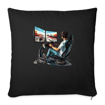 „zeit Für Sim Racing“ Sim Racer - Sofakissenbezug 45 x 45 cm - Schwarz - Vorne