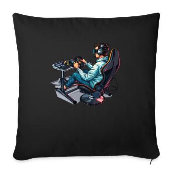„zeit Für Sim Racing“ Sim Racer - Sofakissenbezug 45 x 45 cm - Schwarz - Vorne