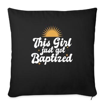 Cette jeune fille vient d’être baptisée religieuse chrétienne - Housse de coussin décorative 45 x 45 cm - noir - Devant