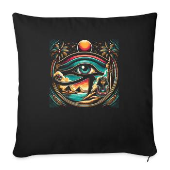Oeil d’Horus Mythologie égyptienne Symbole ancien - Housse de coussin décorative 45 x 45 cm - noir - Devant