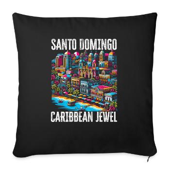 Saint-Domingue République Dominicaine Voyage Vacances - Housse de coussin décorative 45 x 45 cm - noir - Devant