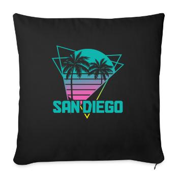 San Diego California Vintage Souvenir - Sofa pillowcase 17,3'' x 17,3'' (45 x 45 cm) - black - Front