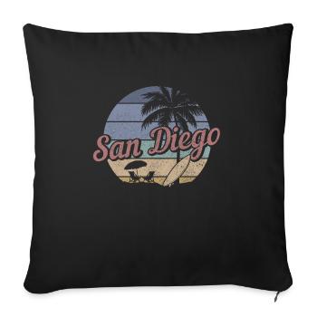San Diego California Vintage Souvenir - Sofa pillowcase 17,3'' x 17,3'' (45 x 45 cm) - black - Front