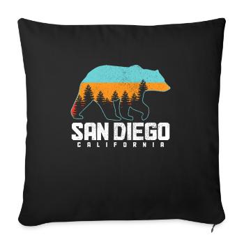 San Diego California Vintage Souvenir - Sofa pillowcase 17,3'' x 17,3'' (45 x 45 cm) - black - Front