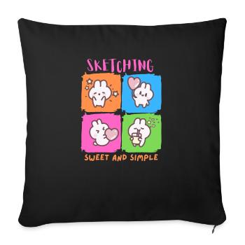 sweet and simple - sketching - Sofa pillowcase 17,3'' x 17,3'' (45 x 45 cm) - black - Front