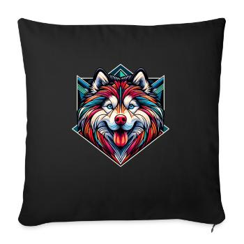 Siberian Husky Dog - Sofa pillowcase 17,3'' x 17,3'' (45 x 45 cm) - black - Front