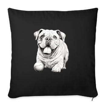 Bouledogues anglais Dog Holder T Dog Walking - Housse de coussin décorative 45 x 45 cm - noir - Devant