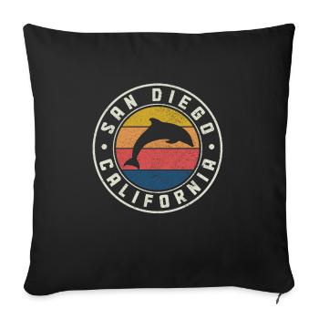 San Diego California Dolphin Souvenir - Sofa pillowcase 17,3'' x 17,3'' (45 x 45 cm) - black - Front
