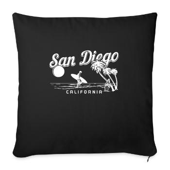 San Diego California Surfer Souvenir - Sofa pillowcase 17,3'' x 17,3'' (45 x 45 cm) - black - Front