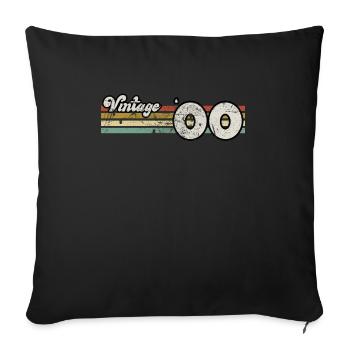 Rétro anniversaire né en 2000 slogan phrase citation - Housse de coussin décorative 45 x 45 cm - noir - Devant