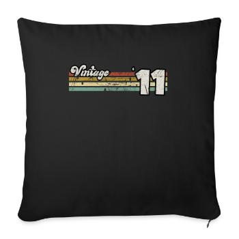 Rétro Anniversaire Né En 2011 Slogan Phrase Citation - Housse de coussin décorative 45 x 45 cm - noir - Devant