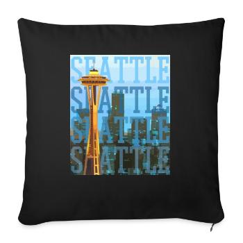 Seattle Washington Souvenir Gift - Sofa pillowcase 17,3'' x 17,3'' (45 x 45 cm) - black - Front
