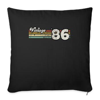Rétro anniversaire né en 1986 Slogan Phrase citation - Housse de coussin décorative 45 x 45 cm - noir - Devant