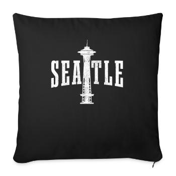 Seattle Washington Souvenir Gift - Sofa pillowcase 17,3'' x 17,3'' (45 x 45 cm) - black - Front