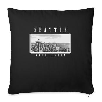 Seattle Washington Souvenir Gift - Sofa pillowcase 17,3'' x 17,3'' (45 x 45 cm) - black - Front